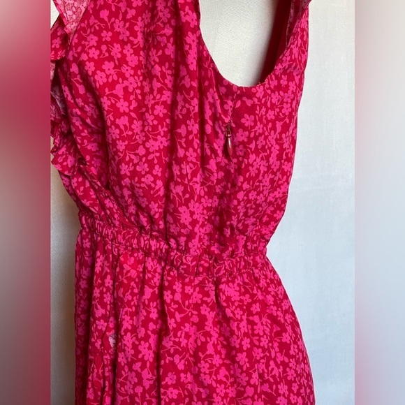 Reimagined by J Crew red dress with pink floral - Picture 4 of 9